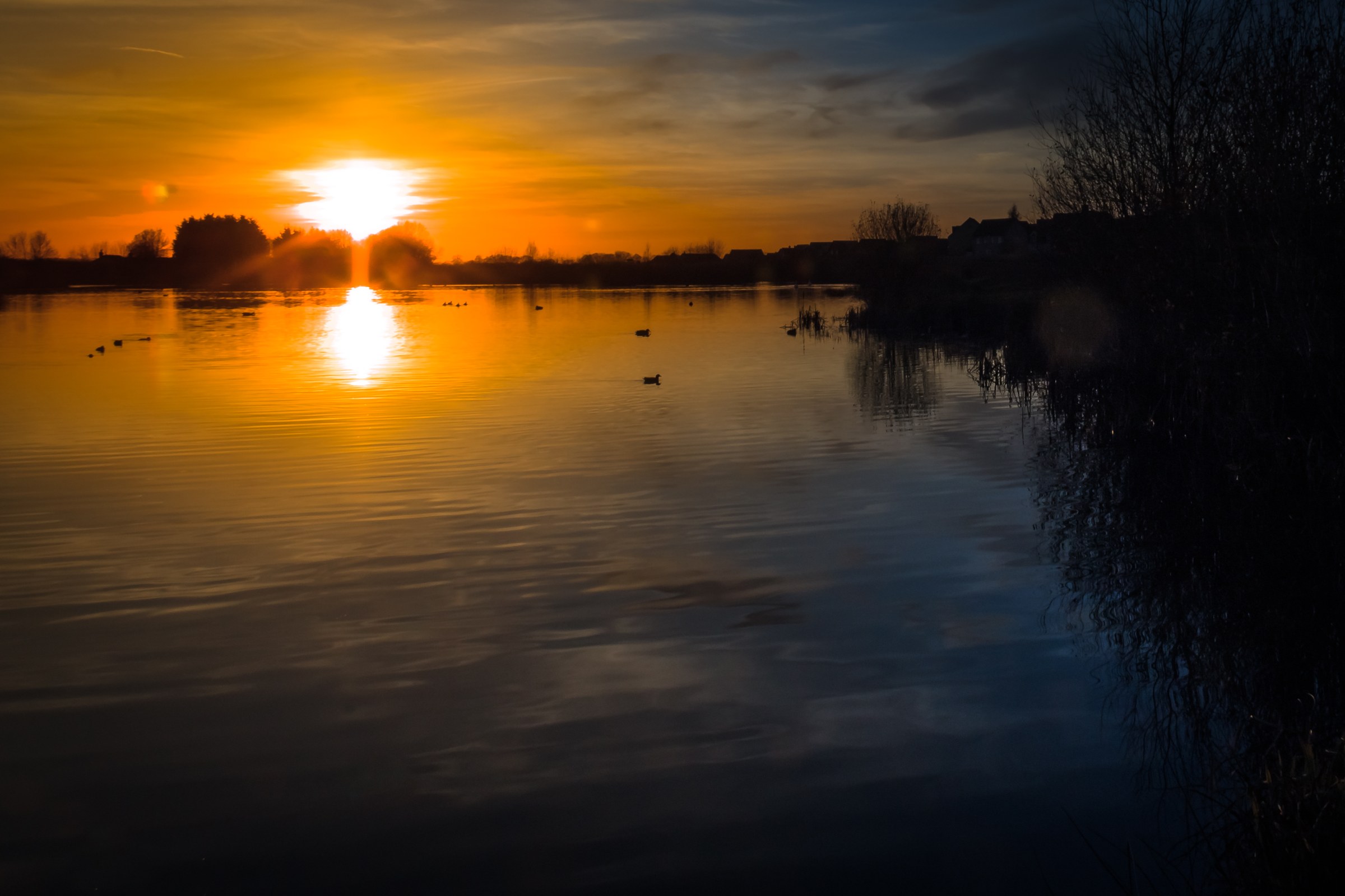 This breathtaking fine-art print captures the serene beauty of a sunset, where the golden hues of the sun reflect off the calm waters, creating a illusion of a sun setting into the lake. The composition is balanced with a silhouettes of trees and distant buildings, adding depth and context to the scene. The rich, warm tones and tranquil atmosphere make this image perfect for creating a perfect focal point in a living room or as a a calming presence in an executive office. The high-quality print ensures that the details of the sunset and reflections are vivid and true to life, making it a ideal choice for those who appreciate the art of nature and the beauty of the outdoors.